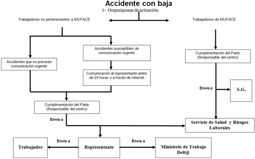 Organigrama actuación accidente con baja